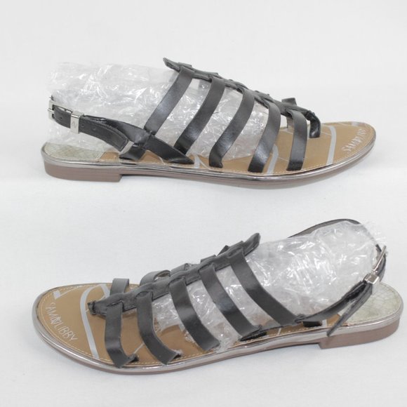 Sam Libby Black Strappy Adjustable Ankle Strap Flats Sandals Women's Size 8 - Picture 4 of 11